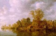 Jan van  Goyen River Landscape oil on canvas